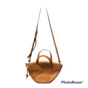 Street Level, Brown Small Trapeze Crossbody Tote or Purse